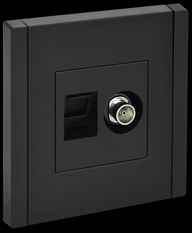 Розетка двойная TV + компьютерная с рамкой IEK FORTE&PIANO FP-AK20-1-K02 (черный)