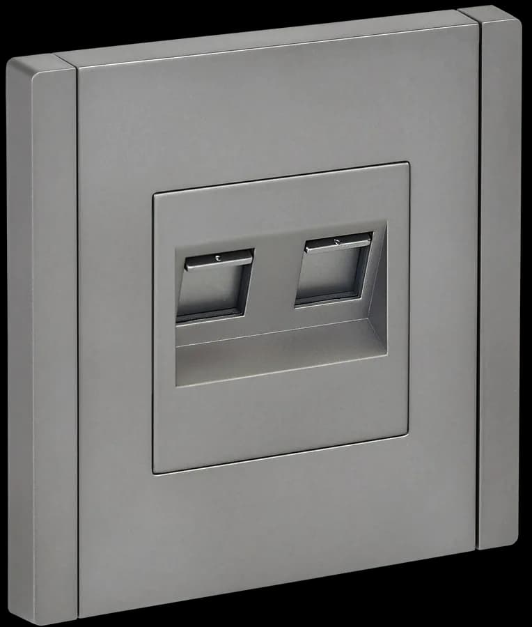 Розетка двойная компьютерная с рамкой IEK FORTE&PIANO FP-K20-1-K46 (сталь)