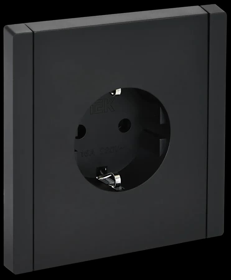 Розетка с заземлением IEK FORTE&PIANO FP-R11-16-K02 (черный)