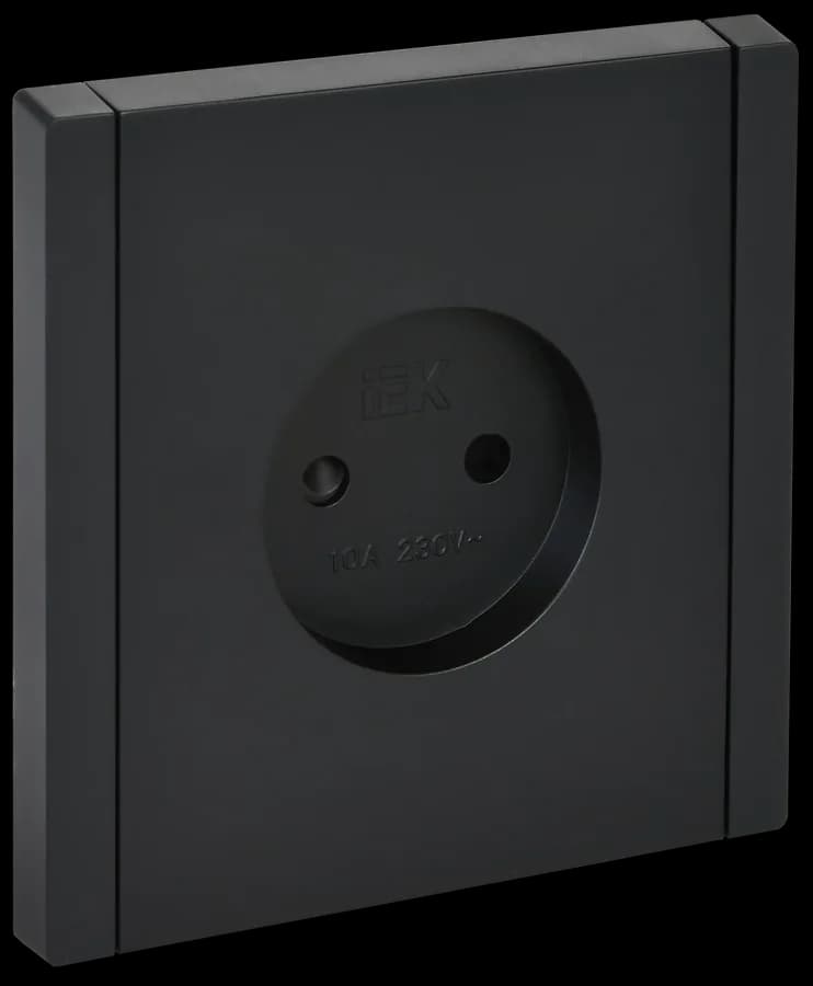 Розетка без заземления с защитными шторками IEK FORTE&PIANO FP-R13-10-K02 (черный)