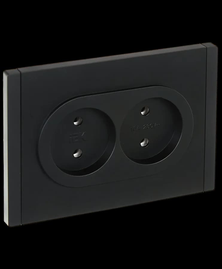 Розетка двойная без заземления с рамкой IEK FORTE&PIANO FP-R20-10-1-K02 (черный)