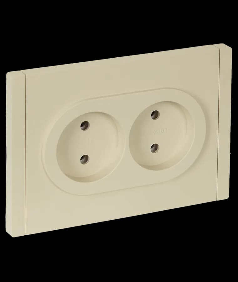 Розетка двойная без заземления с рамкой IEK FORTE&PIANO FP-R20-10-1-K10 (ваниль)