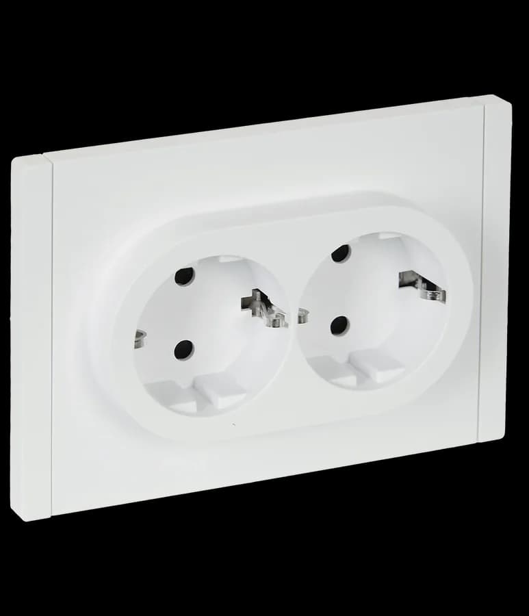 Розетка двойная с заземлением, защитными шторками и рамкой IEK FORTE&PIANO FP-R24-16-1-K01 (белый)