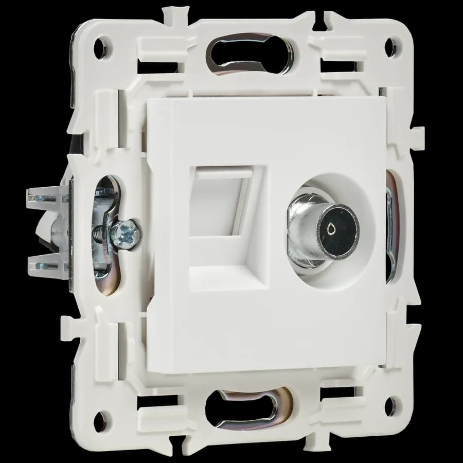Розетка двойная TV + компьютерная IEK SKANDY SK-AK20-1-K01 (белый арктический), фото 4
