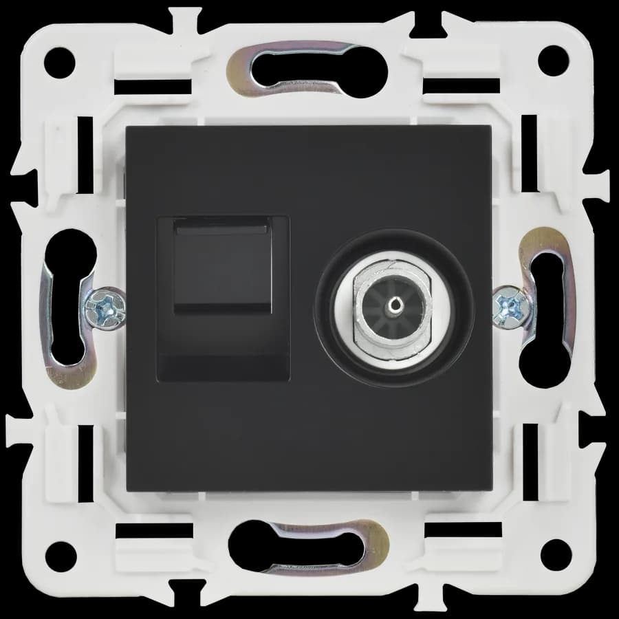 Розетка двойная TV + компьютерная IEK SKANDY SK-AK20-1-K02 (черный), фото 3