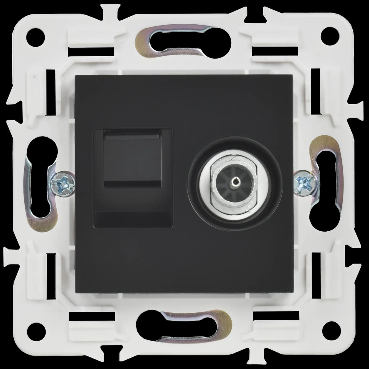 Розетка двойная TV + компьютерная IEK SKANDY SK-AK20-1-K02 (черный), фото 3