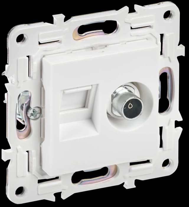 Розетка двойная TV + компьютерная IEK SKANDY SK-AK20-2-K01 (белый арктический)