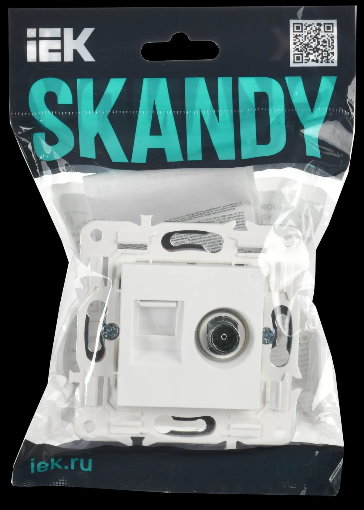 Розетка двойная TV + компьютерная IEK SKANDY SK-AK20-2-K01 (белый арктический), фото 2