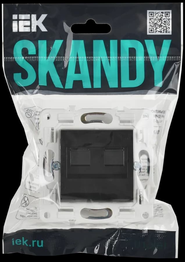 Розетка двойная компьютерная IEK SKANDY SK-K20-1-K02 (черный), фото 2