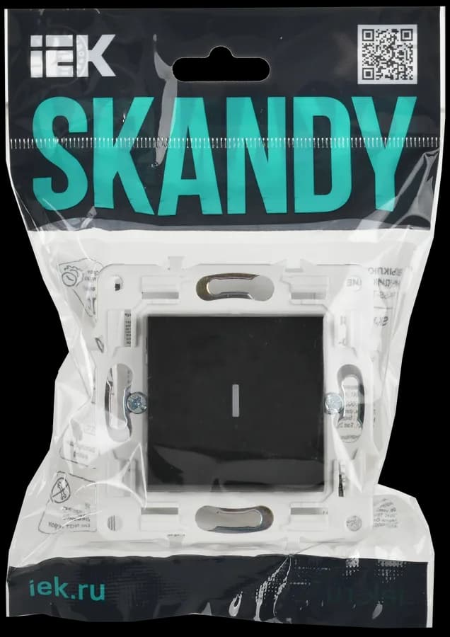 Выключатель 1-клавишный с подсветкой IEK SKANDY SK-V10-1-10-K02 (черный), фото 2