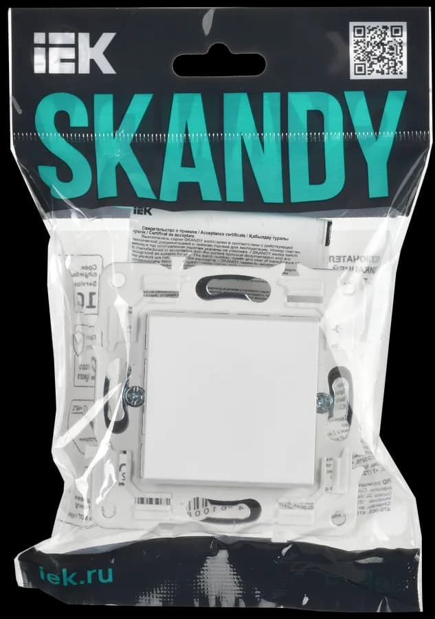 Выключатель 1-клавишный проходной IEK SKANDY SK-V12-0-10-K01 (белый арктический), фото 2
