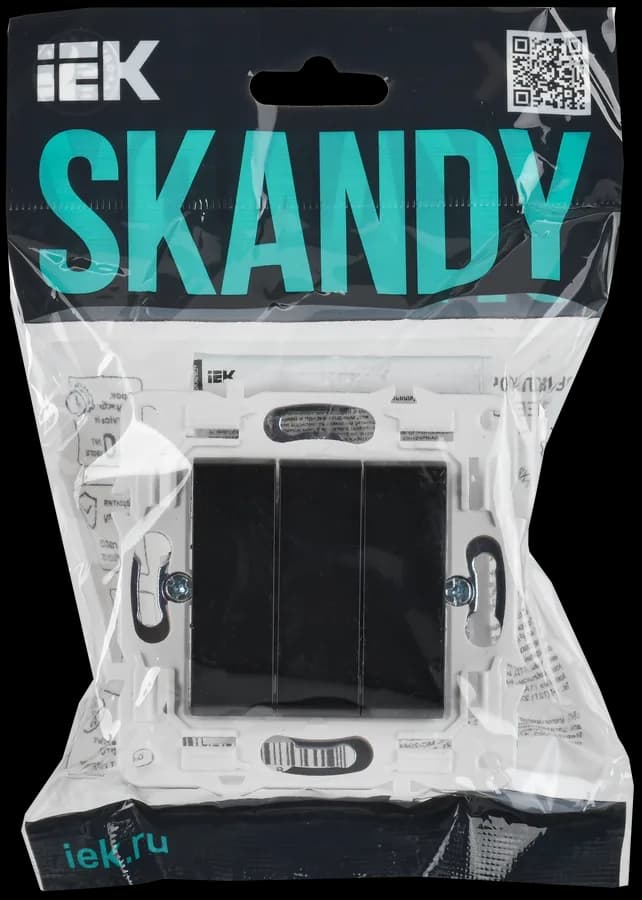 Выключатель 3-клавишный IEK SKANDY SK-V30-0-10-K02 (черный), фото 2