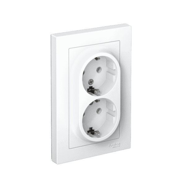 Двойная розетка Systeme (Schneider) Electric AtlasDesign ATN000124 белая с заземлением