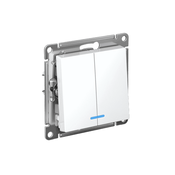 Выключатель двухклавишный Systeme Electric ATLASDESIGN с подсветкой ATN000153 (белый)