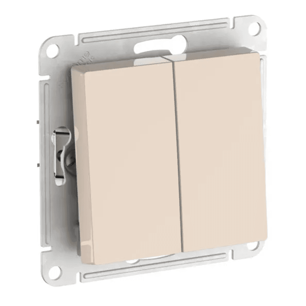 Выключатель двухклавишный Systeme Electric AtlasDesign ATN000251S бежевый с быстрозажимными клеммами