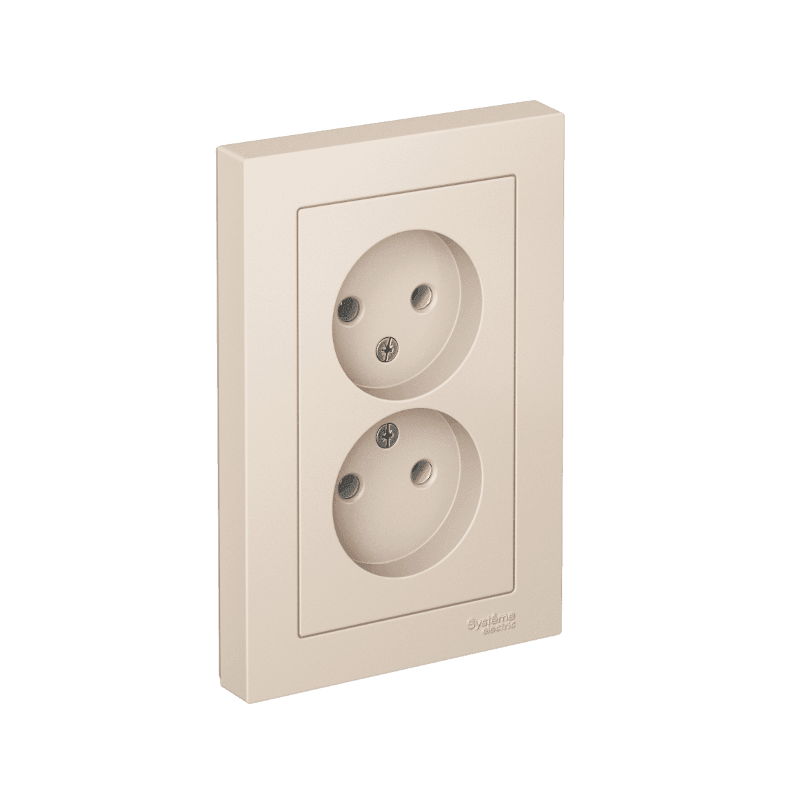 Розетка двойная Systeme Electric AtlasDesign ATN000220 бежевая без заземления