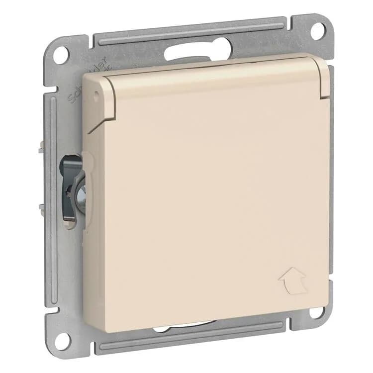 Розетка Systeme Electric AtlasDesign ATN000246 бежевая с заземлением и защитной крышкой