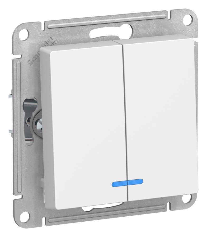 Выключатель двухклавишный с подсветкой Schneider Electric AtlasDesign лотос ATN001353