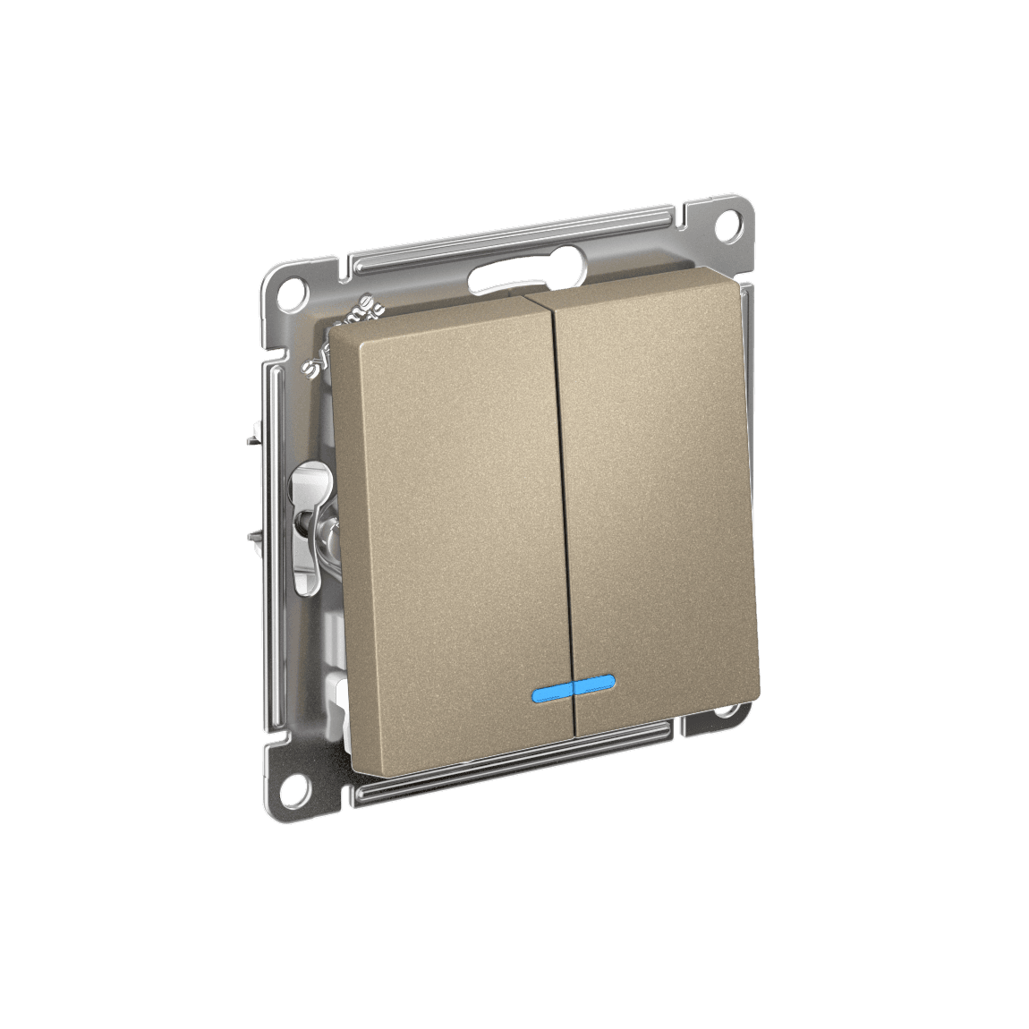 Выключатель двухклавишный с подсветкой Schneider Electric AtlasDesign шампань ATN000553