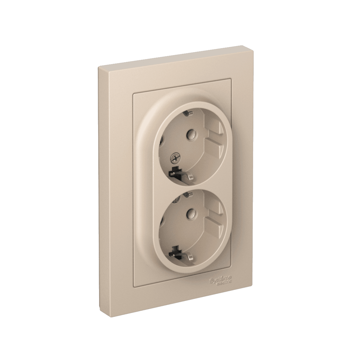 Розетка двойная с заземлением Schneider Electric AtlasDesign песочный ATN001224