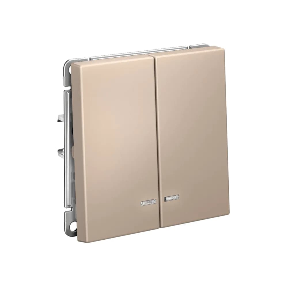 Дизайнерский выключатель двухклавишный с подсветкой Systeme Electric ArtGallery, цвет песочный
