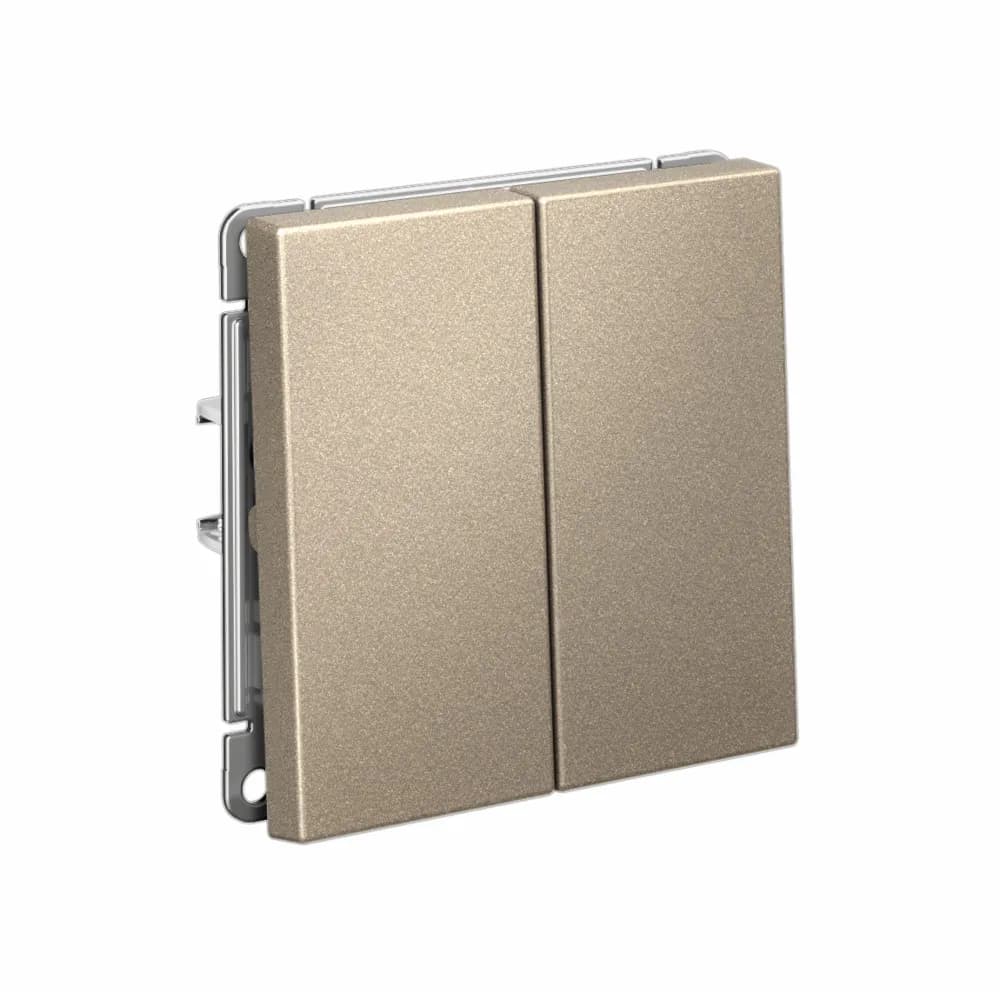 Дизайнерский выключатель двухкнопочный Systeme Electric ArtGallery, цвет шампань, современный дизайн