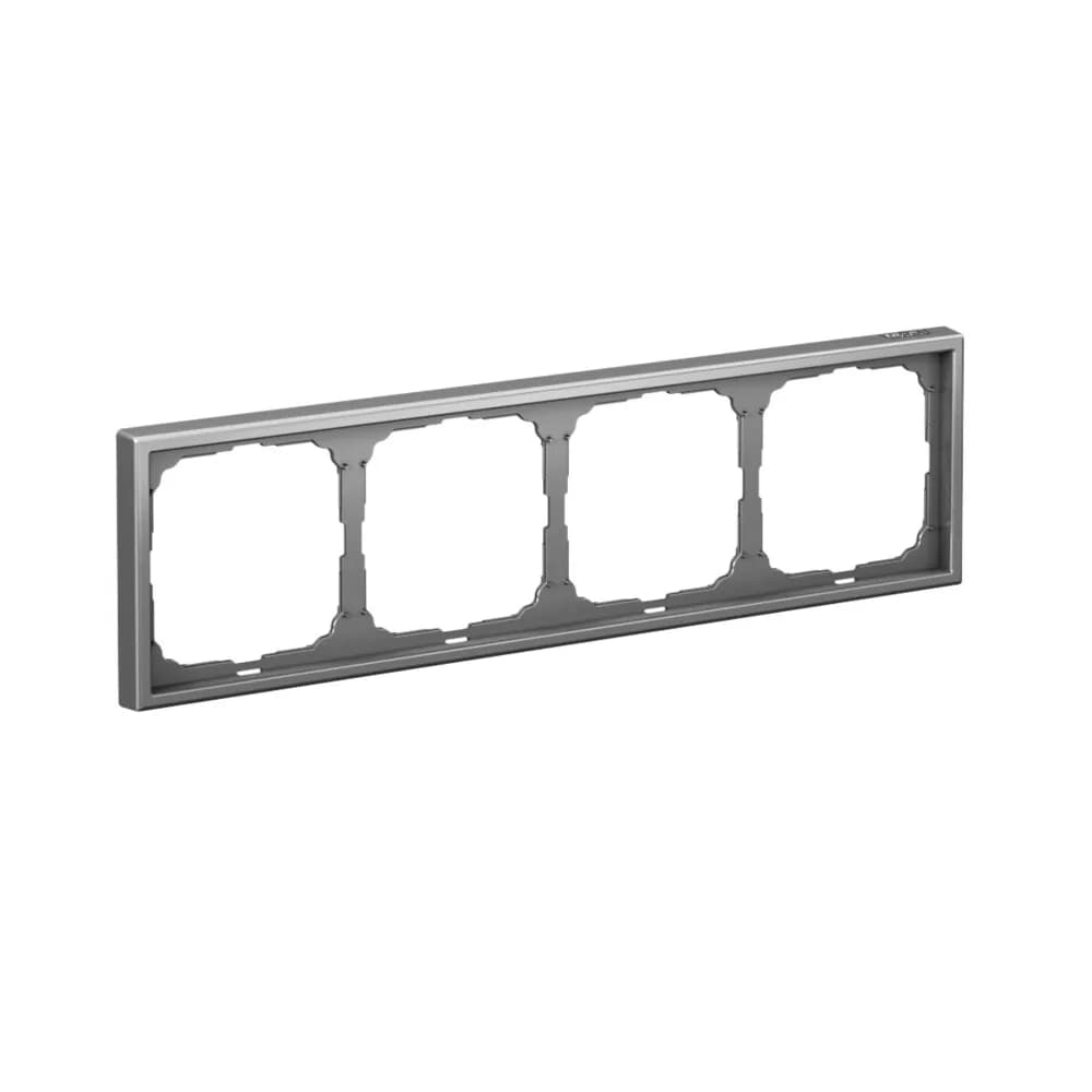 Дизайнерская рамка на 4 места (модуля) для выключателей или розеток Systeme Electric ArtGallery, цвет сталь