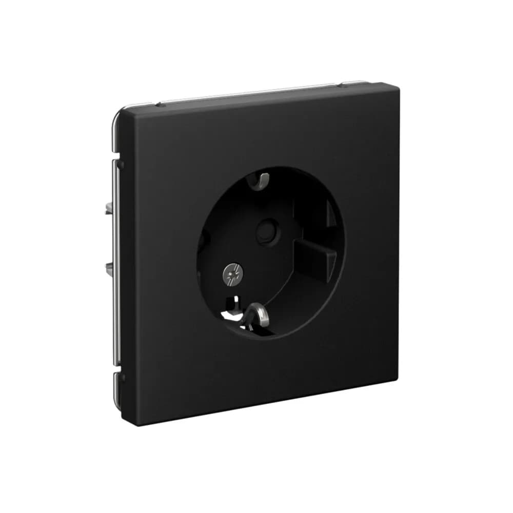 Дизайнерская розетка с заземлением и защитными шторками Systeme Electric ArtGallery, цвет карбон