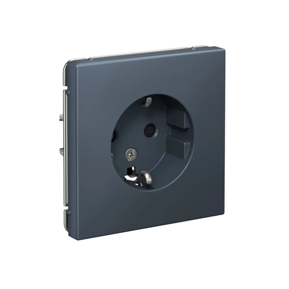 Дизайнерская розетка с заземлением и защитными шторками Systeme Electric ArtGallery, цвет грифель