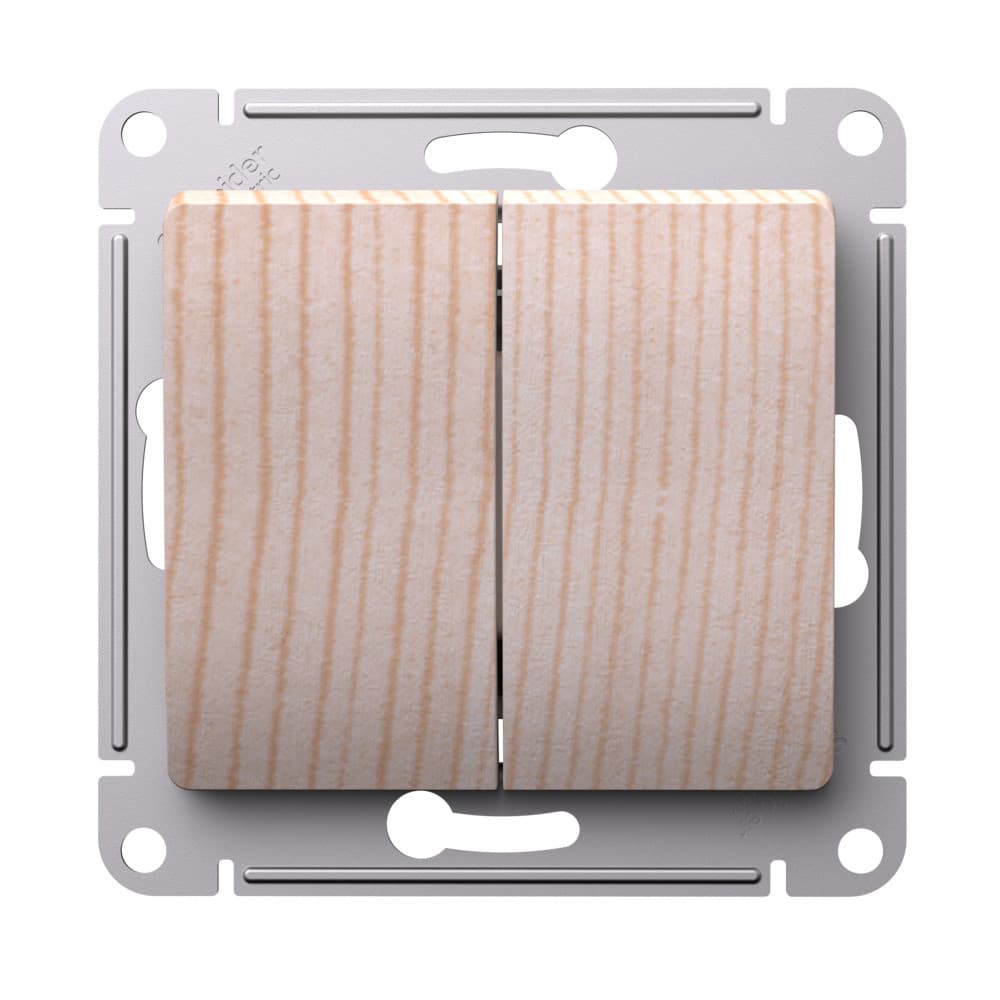 Выключатель двухклавишный Schneider Electric Glossa рисунок сосна GSL001551