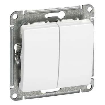 Выключатель двухклавишный Systeme Electric (Schneider) Glossa, цвет белый