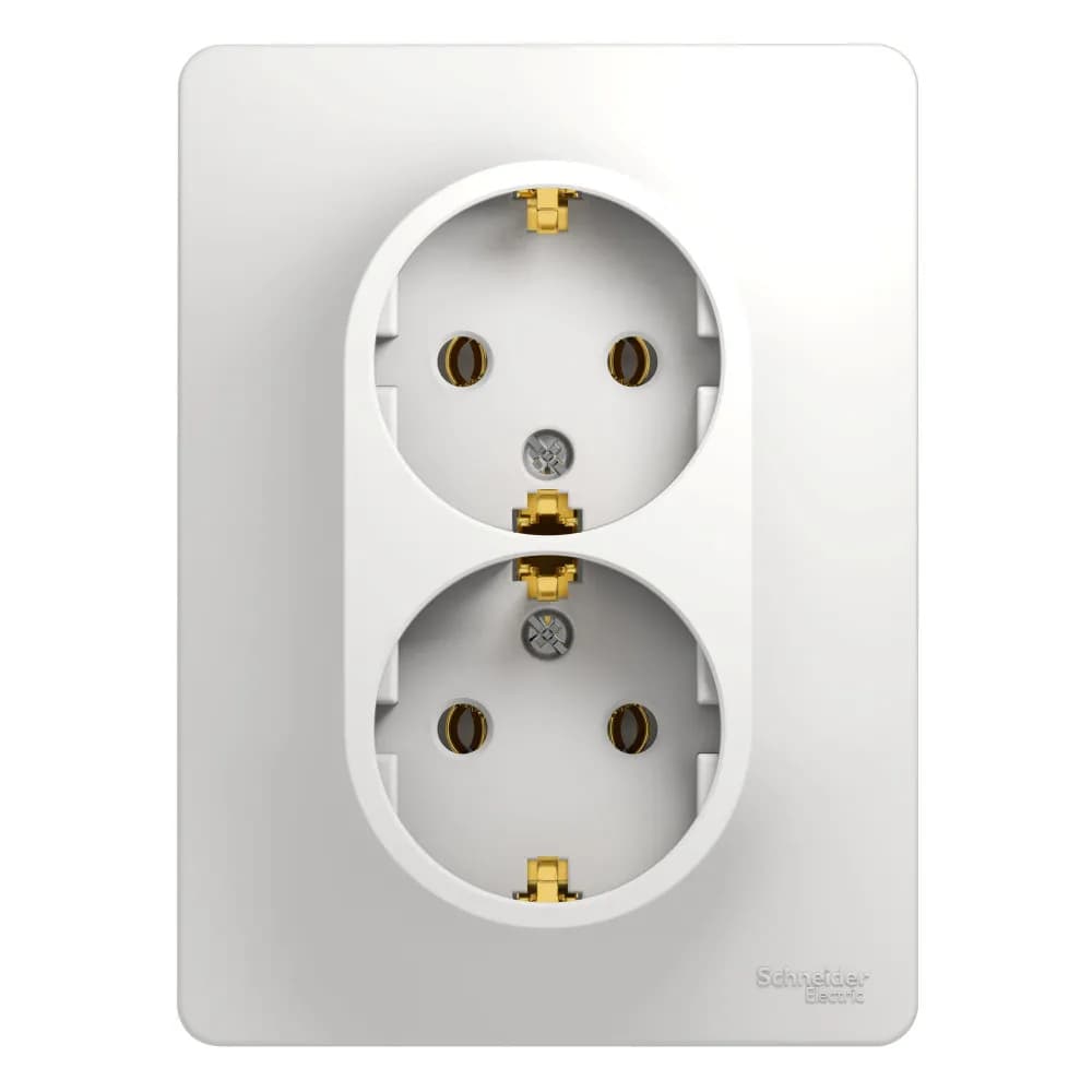 Розетка двойная силовая с заземлением Systeme Electric (Schneider) Glossa, цвет белый