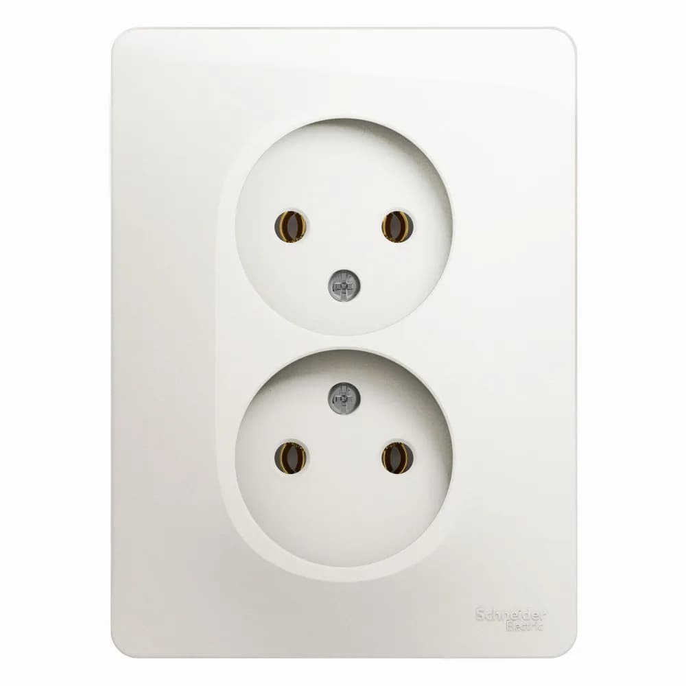 Розетка двойная силовая без заземления Systeme Electric (Schneider) Glossa, цвет перламутр