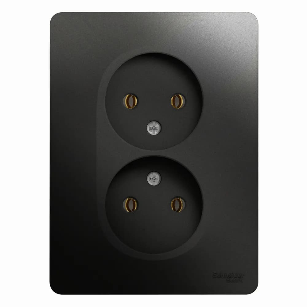 Розетка двойная Schneider Electric Glossa антрацит без заземления GSL000720 для электроприборов
