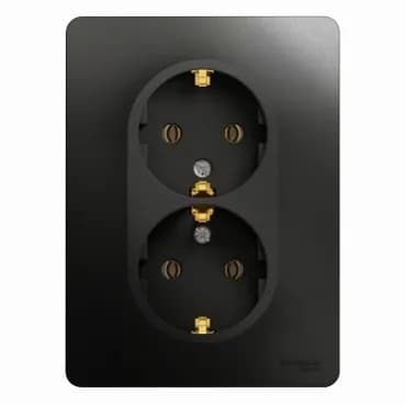 Розетка двойная с заземлением Schneider Electric Glossa антрацит GSL000724 для безопасного подключения
