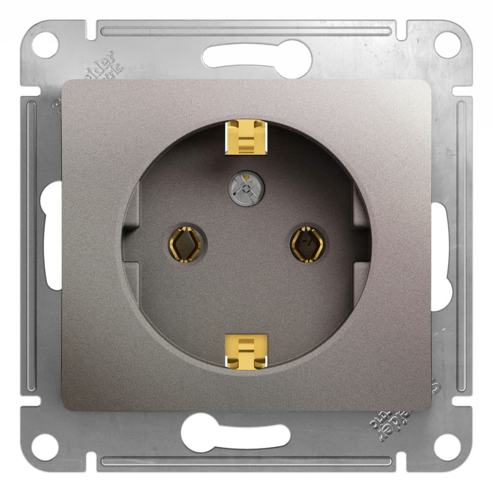 Розетка с заземлением Schneider Electric Glossa цвет платина GSL001243