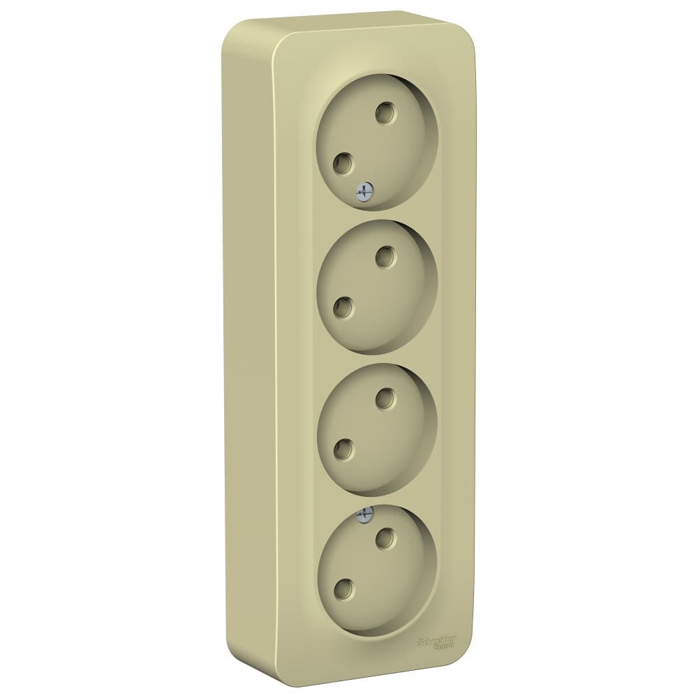 Розетка четверная без заземления Systeme Electric Blanca BLNRA000417, цвет бежевый, четыре евроразъема.