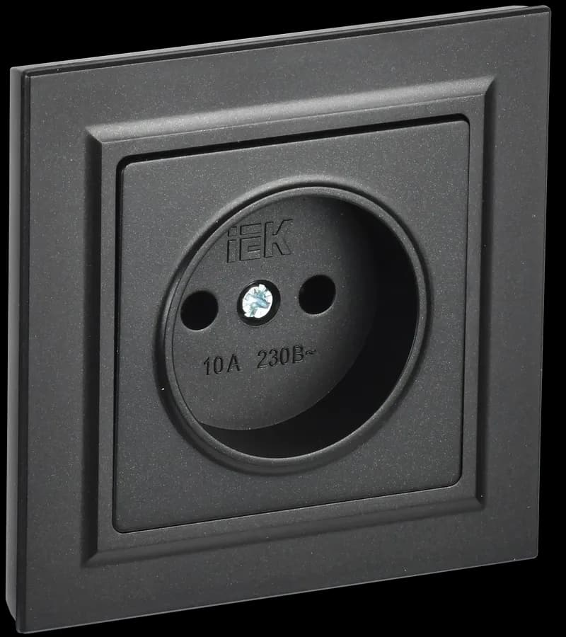 Розетка без заземления IEK BRITE BR-R10-10-K02-F (черный)